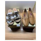 MERONA BEIGE SLIDE SANDALS, SIZE 7, W/ BOX;