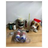 ASSORTED HOLIDAY CRAFT SUPPLIES, RIBBON SPOOLS,