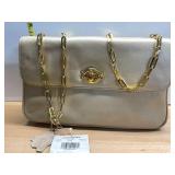 GIANI BERNINI HANDBAG, METALLIC GOLD LEATHER,