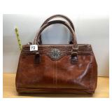 GIANI BERNINI HANDBAG, BROWN LEATHER,