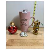 ASSORTED CAT-THEMED ITEMS, INCLUDES PINK CERAMIC