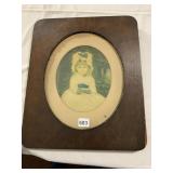 PORTRAIT PRINT, YOUNG GIRL IN BONNET, OVAL MAT,