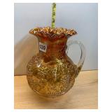 CARNIVAL GLASS PITCHER, MARIGOLD IRIDESCENT