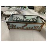 RECTANGULAR TRAY, METAL FRAME, GLASS PANELS,