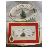 SPODE CHRISTMAS TREE BLESS THIS HOME TRAY,
