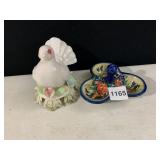 ALADDIN GIFTWARE PORCELAIN DOVE FIGURINE ON METAL