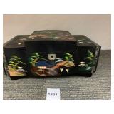 JAPANESE LACQUER JEWELRY BOX, BLACK FINISH,