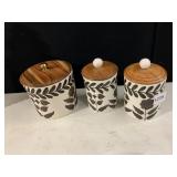 CERAMIC CANISTER SET, BOTANICAL LEAF PATTERN,