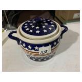 BOLESLAWIEC POLISH POTTERY COVERED BOWL,