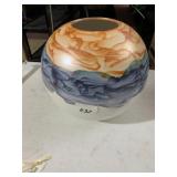 ANTHROPOLOGIE VASE, CERAMIC, ROUND FORM, ABSTRACT