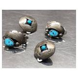 STERLING SILVER EARRINGS, TURQUOISE , 0.183 OZT