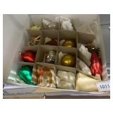 ASSORTED CHRISTMAS ORNAMENTS, GLASS AND FLOCKED