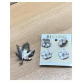 RUCINNI ENAMEL FLOWER EARRINGS, CLIP-ON,