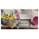 ASSORTED EASTER DECOR, INCLUDES PLUSH CHICK,