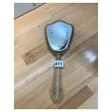 HAND MIRROR, MOLDED CLEAR PLASTIC, FLORAL ETCHED