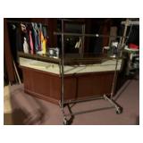 CHROME GARMENT RACK, ADJUSTABLE HEIGHT, ROLLING