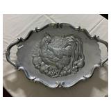 LENOX METAL SERVING TRAY, OVAL FORM, EMBOSSED