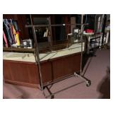 CHROME CLOTHING RACK, ADJUSTABLE HEIGHT, ROLLING