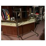 CHROME CLOTHING RACK, ADJUSTABLE HEIGHT, ROLLING