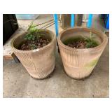 TERRACOTTA PLANTERS, ROUND, RADIATING SUNBURST