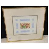 FRAMED WATERCOLOR, FLORAL THEME, GEOMETRIC