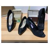 FEATHER LITE COLLECTION, PUMPS, BLACK LEATHER,