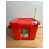 RUBBERMAID ROUGHNECK STORAGE BOX, RED PLASTIC,
