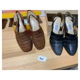 GLACEE BROWN WOVEN LEATHER SLINGBACKS, COURTNEY