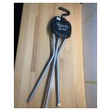 HANDY SEAT, FOLDING CANE STOOL, ALUMINUM FRAME,