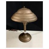 TABLE LAMP, BRASS FINISH, STEPPED DOME SHADE,