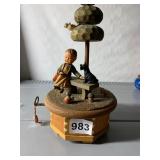 THORENS SWISS MUSIC BOX, WOODEN CAROUSEL FORM,