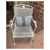 METAL PATIO CHAIR, WHITE FINISH, MESH SEAT AND