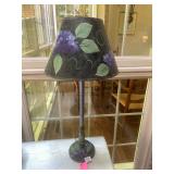 TABLE LAMP, HAND-PAINTED HYDRANGEA MOTIF, METAL