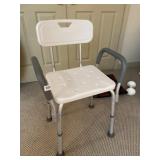SHOWER CHAIR, ADJUSTABLE HEIGHT, ALUMINUM FRAME,