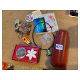 LEATHER CASE, GLASS PENDANT NECKLACE, TEA