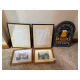 INCLUDES TWO PARISIAN SCENE PRINTS, WOOD FRAMES,
