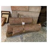 METAL LOG CARRIER, BRASS FINISH, ARCHED HANDLE,