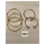 GOLD-TONE BRACELETS, HINGED BANGLE STYLE,