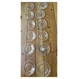 CLEAR GLASS PLATES, BEADED EDGE, INCLUDES ELEVEN