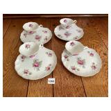 LEFTON CHINA, TEA CUPS AND SAUCERS, HAND PAINTED,