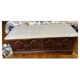 LANE CEDAR CHEST, WOOD CONSTRUCTION, UPHOLSTERED