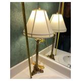 TABLE LAMP, BRASS FINISH, COLUMN FORM, ACANTHUS