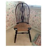 WOOD CHAIR, SPINDLE BACK, PIERCED SPLAT, RUSH