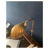 BRASS FLOOR LAMP, ADJUSTABLE ARM, SHELL-FORM