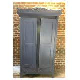 WOOD ARMOIRE, PAINTED BLUE FINISH, DUAL DOORS,