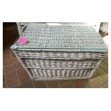 WHITE WICKER SIDE TABLE, WOVEN CONSTRUCTION,
