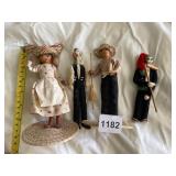 FOLK ART DOLLS, INCLUDES STRAW HATS, WOVEN BASES,