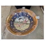CERAMIC SERVING BOWL, BLUE AND GOLD DECORATIVE