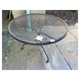 WROUGHT IRON SIDE TABLE, MESH TOP, TRIPOD BASE,