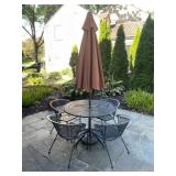 WROUGHT IRON PATIO SET, MESH CONSTRUCTION,